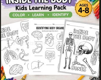 Menschlicher Körper Kinder zum ausdrucken, Organe Malseiten, Im Körper Arbeitsblatt, wissenschaftliche Aktivität Hausschule, Anatomie für Kinder PDF