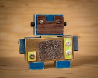 ArtBot "Archie" - wooden robot, unique gift, handmade, upcycle, desk accessories, ArtBot, office decor, humor, original gift