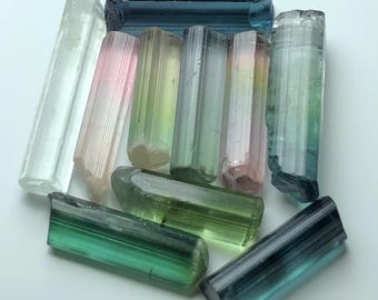 Raw Tourmaline Crystal Lot: Mixed Color Gemstones for Jewelry Making