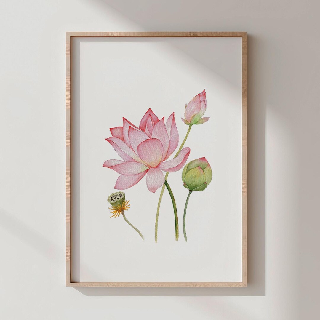 Lotus Watercolor Print | Minimalist Floral Wall Art (digital Download ...