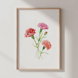 Watercolor Carnation Print: Elegant Floral Wall Art (Digital Download)
