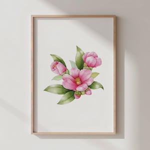 Pink Camellia Print | Floral Print | Flower Print l Botanical Print | Camellia l Watercolor | Wall Art | Wall Print | Botanical Poster