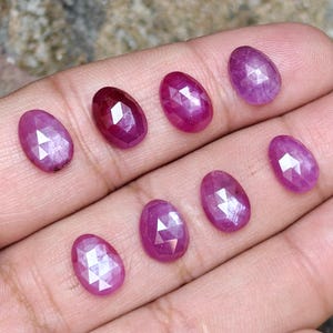 Natural Silk Ruby Rose Cut, Loose Ruby Gemstone for Jewelry Making, 10mm to 11mm.