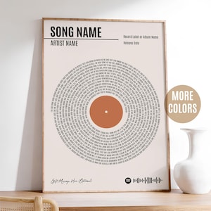 Stampa personalizzata dei testi delle canzoni in vinile, poster musicale personalizzato, regalo musicale personalizzabile, regalo di anniversario, ballo di nozze, regalo di San Valentino