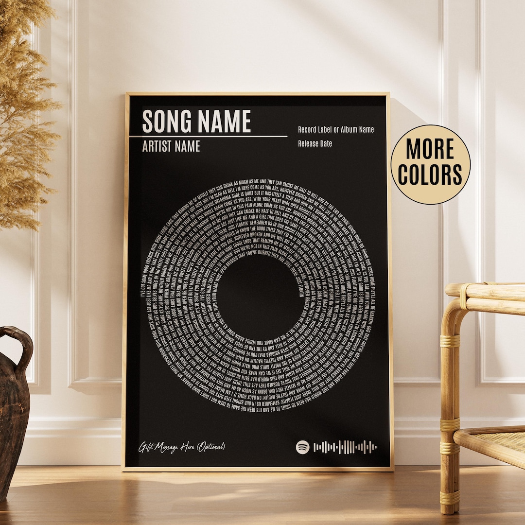 Custom Song Lyrics Vinyl Record Print, Personalized Music Gift - Etsy