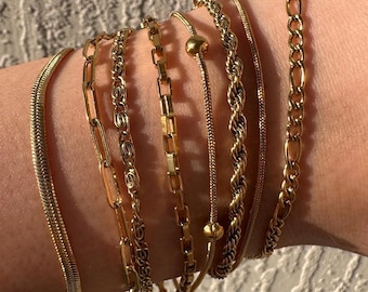 Titanium Steel Bracelet Set: Twist, Paper Chain, Snake Chain - 8 Models Included
