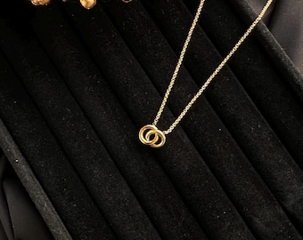 Interlocking Circle Necklace • 18k Gold Plated Stainless Steel