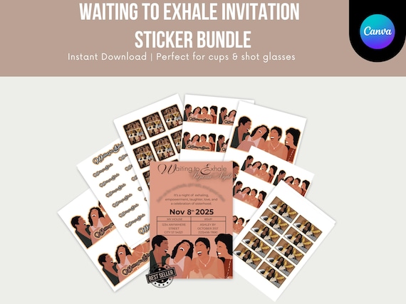Waiting to Exhale Inspired Pajama Party Bundle: Invitation & Stickers (Digital Download)