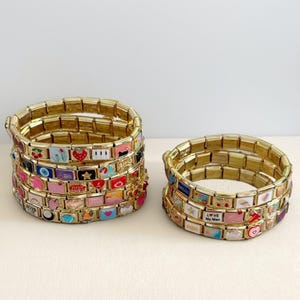 Custom Gold Italian Bracelets, Custom Italian Charm Bracelet, Italy Charms, Charms Bracelets, couple bracelets, Vintage Italian Bracelets