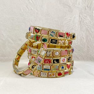 Custom Italian Charm Bracelet, Gold Italy Charms Bracelets, Personalized Italian Charm Bracelet – Build Your Own with Fun, Colorful Charms