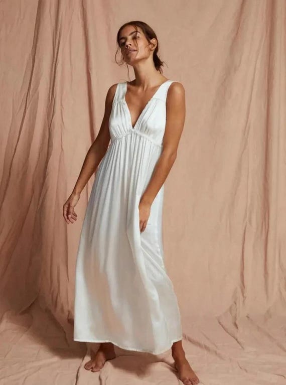 flowy nightgown dress Dusk Blossom Cotton Knit Long Sleeve Ballet Nightgown