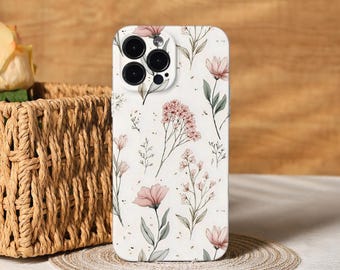 Flowers Aesthetic Phone Cover for iPhone 17, 16, 15, 14, 13, 12, 11 Pro Max Xs, 13 12 Mini Case, Trendy Phone Case