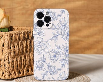 Plain Floral Aesthetic Phone Cover for iPhone 17, 16, 15, 14, 13, 12, 11 Pro Max Xs, 13 12 Mini Case, Trendy Phone Case