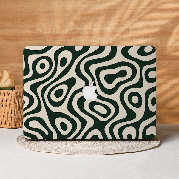 Custodia per MacBook Air 15/13/11 pollici con motivo a vortici bianco e nero, modello 2025, A2991, A3241, A2337, MacBook Pro 13/14/15/16, custodie per laptop M4, M3, M2