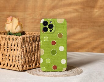 Grass Green Colourful Polka Dot Aesthetic Phone Cover for iPhone 17, 16, 15, 14, 13, 12, Air Pro Max Xs, 13 12 Mini Case, Trendy Phone Case