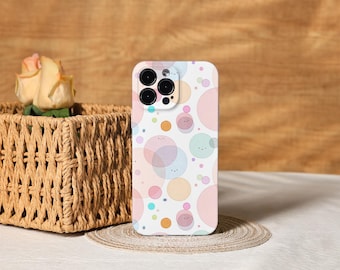 Pastel Colourful Cute Bubble Aesthetic Phone Cover for iPhone 17, 16, 15, 14, 13, 12, Air Pro Max Xs, 13 12 Mini Case, Trendy Phone Case