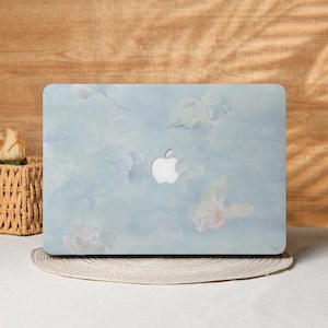 Hazy Blue Floral Macbook Case Laptop Cover for 2025 Air 15/13/11 Inch, A2991 A3241 A2337, MacBook Pro 13/14/15/16, Laptop Sleeves M4 M3 M2