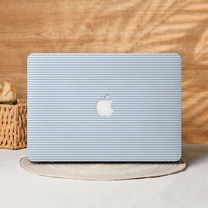 Spaghetti Blue Striped MacBook Case Laptop Cover for 2025 Air 15/13/11, A2991 A3241 A2337, MacBook Pro 13/14/15/16, Laptop Sleeves M4 M3 M2