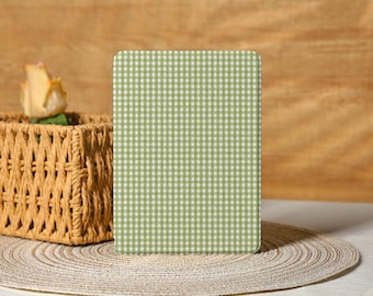 Green Checker Kindle  Case with Strap, Paperwhite 12th Gen, Detachable Magnetic Kindle Case Clear Back, Kobo Clara Case