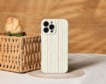 Retro Thin Stripes Aesthetic Phone Cover for iPhone 17, 16, 15, 14, 13, 12, 11 Pro Max Xs, 13 12 Mini Case, Trendy Phone Case