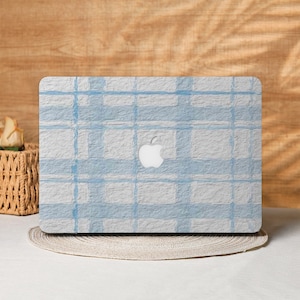 Blue White Checker Macbook Case Laptop Cover for 2025 Air 15/13/11 Inch, A2991 A3241 A2337, MacBook Pro 13/14/15/16, Laptop Sleeves M4 M3 M2
