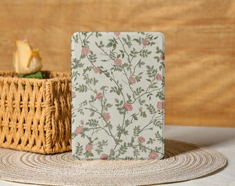 Funda para Kindle con diseño de rosa y correa, Paperwhite de 12.ª generación, funda magnética extraíble con parte trasera transparente, funda para Kobo Clara
