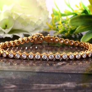 Moissanite Tennis Bracelet: Sterling Silver April Birthstone