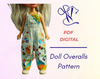 PDF縫製パターン ファッションドールボディ用オーバーオール ブライス用手作り服
