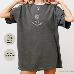 Overthinkers Club Shirt, Mental Health Awareness Tee, Oversized Graphic Shirt, Anxiety Gift for Women, Minimal Aesthetic Top
