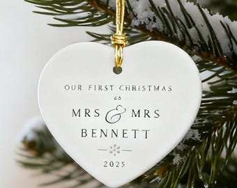 Married First Christmas Decoration,First Christmas as Mr & Mrs Decoration,First Christmas Married Keepsake Bauble Gift Ceramic Ornament