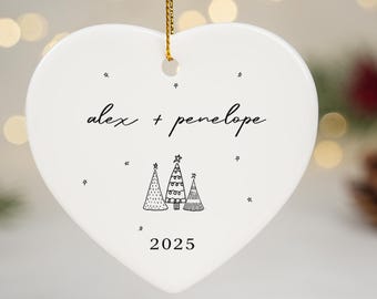 Adorno navideño para parejas, Adorno navideño, Nuestra primera Navidad juntos, Regalo para recién casados, Nombres personalizados de la pareja