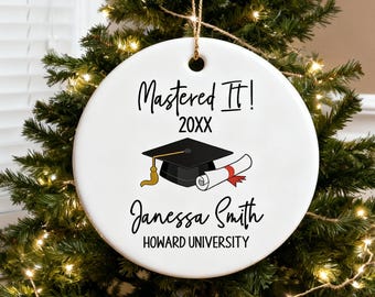 Regalo de graduación de maestría para él o ella, adorno de maestría, adorno de graduación de MBA personalizado 2025 ¡Lo lograste! Graduado de maestría