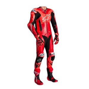 New Men&#39;s Motorbike Riding+Racing Leather complete Suit Red+Black Suit Racing Suit Safety Gear