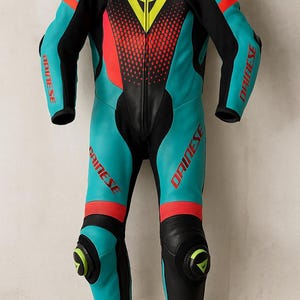 Combinaison de course de moto en cuir personnalisée pour homme - Ensemble d'équipement de motard en peau de vache véritable - Veste et pantalon de moto faits main - Toutes les tailles et coupe personnalisée