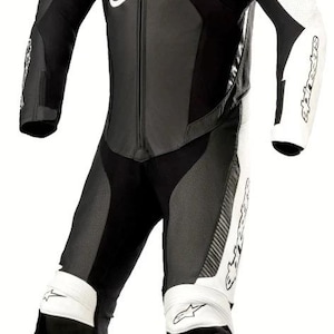Men's Hot Selling Custom Motorcycle Racing Suit Black & White Cowhide Leather CE Biker Riding 2 Piece Motorbike Suit