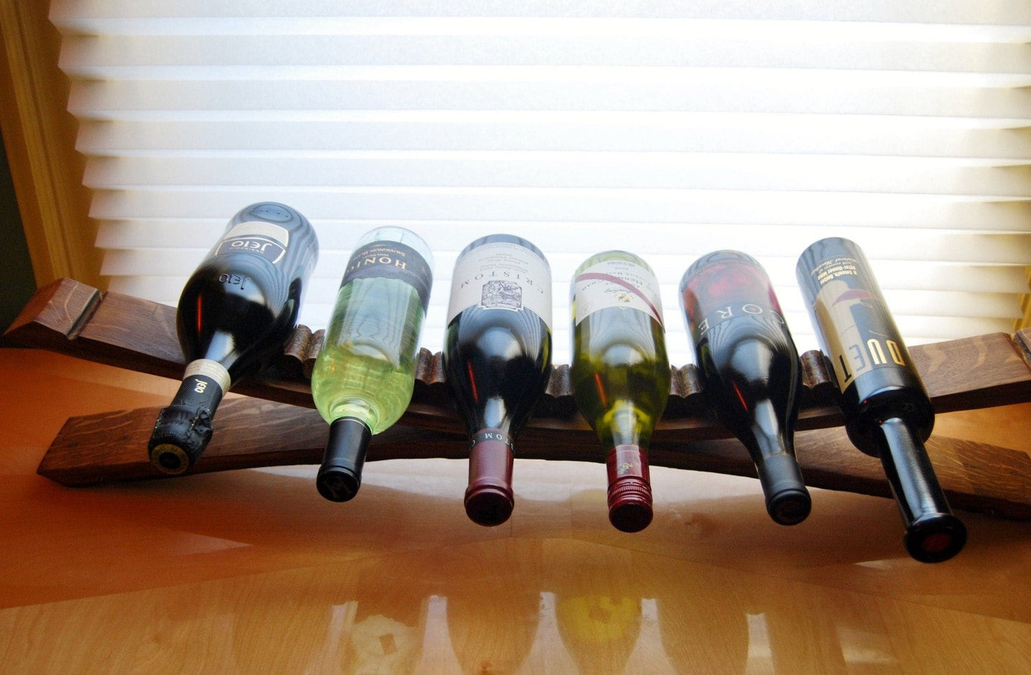 6 Bottle Napa Valley French Oak Wine Rack with Cork Rests