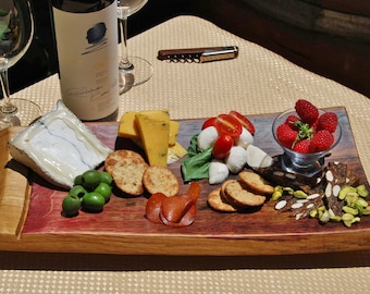Family Style Wine Barrel Stave Cheese and Charcuterie Board, Tapas Culinary Board