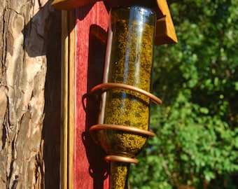 Wine Bottle Barrel Stave Bird Feeder, Gardening Gifts