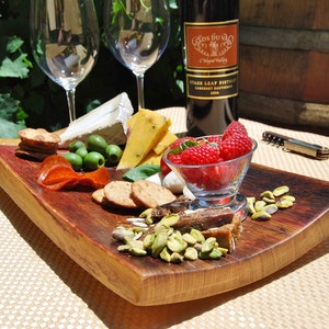 Family Style Wine Barrel Stave Cheese and Charcuterie Board, Tapas Culinary Board