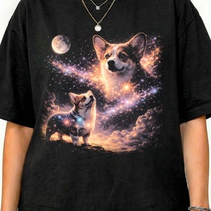 Corgi Howling to The Moon png, Vintage Moon Animals galaxy, 90s Retro Animal Graphic png, Corgi Mom Gift