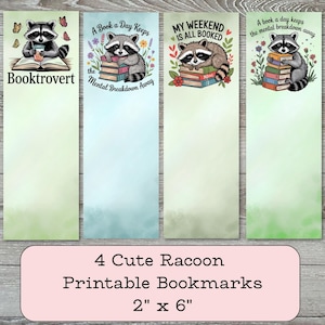 Raccoon Bookmarks – Funny Bookish Animal Designs | 2x6&quot; Digital Download Set