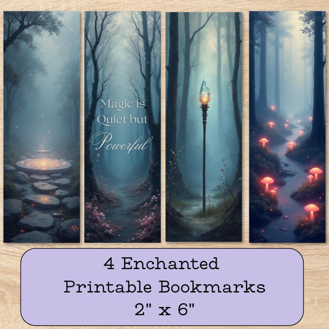 4 Enchanted Forest Printable Bookmarks Set | Mystical, Fantasy, Fairy ...