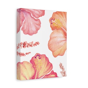 Floral Wall Art Canvas, Hibiscus Flower, Home Aesthetic