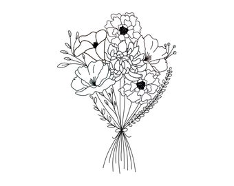 Bouquet Tattoo Etsy