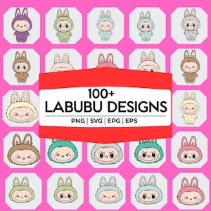 100 Labubu Design PNG Bundle | Kawaii Cute Digital Stickers | Cute Labubu PNG | Labubu Figures Art | Labubu Download | Labubu PNG Clipart