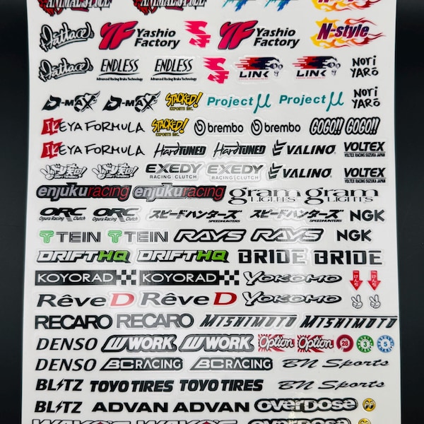 RC Drift Sponsor Decal Sheet