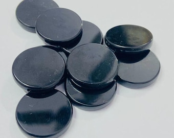 Natural Black Onyx Cabochon: Round Coin Both Side Flat Loose Gemstone, Jewelry Making (5mm-30mm)