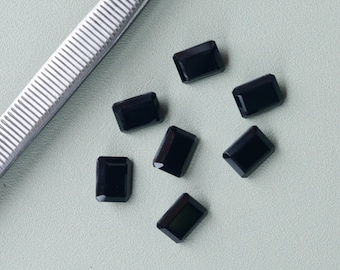 Pietra preziosa sfusa calibrata a taglio sfaccettato rettangolare in onice nero naturale, 5 x 7 mm-20 x 30 mm