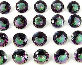 Lote de 5 piedras preciosas de topacio místico arcoíris de 4 mm, corte facetado redondo