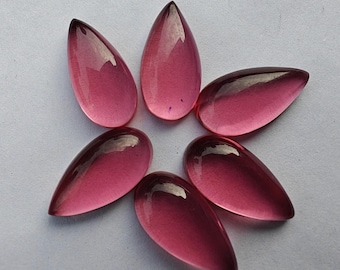 1 par de cabujones de cuarzo turmalino rosa AAA+ en forma de pera alargada para la confección de pendientes (10 x 20 mm)